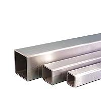 V2A Edelstahl Rohr quadrat/vierkant Oberfläche geschliffen, Korn 240 Länge 500 mm Abmessungen 100 x 100 x 2 mm