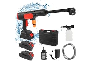 TALIFOCA Idropulitrice portatile a batteria con 2 batterie, 128 V, senza cavo, 5 m, con batteria da 1300 mAh, idropulitrice, ugello regolabile da 0 a 360°, per auto, giardino, casa, terrazza