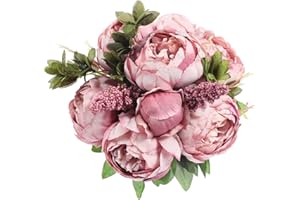Veryhome Vintage Artificial Peony Silk Flowers Bouquets Wedding Decoration Home Table Kitchen Office Garden Bridal Greenery Plants (Cameo Brown Bud)