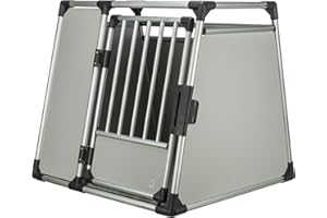 TRIXIE Caisse de transport pour chiens Aluminium en argent - XL : 91 × 85 × 89 cm,caisse pour chien stable et silencieuse avec côtés biseautés,fermeture de sécurité & tapis de sol antidérapant - 39346