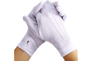 SHAPPY Weiße genähte Handschuhe für formelle Smokings, Schmuck-Inspektion, 2 Paar (Nylon 25,4 cm)