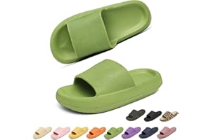 Geweo Klapki Damskie Męskie Letnie Grubą Podeszwą EVA Wygodne Kapcie Domowe Lekkie Pantofle Antypoślizgowe Klapki do Kąpieli Basenowe do użytku wewnątrz i na zewnątrz Unisex Zielony 44/45EU