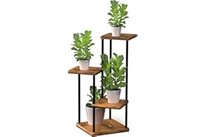 DilmerOne Blumenständer Holz 4 Ebenen – Pflanzenständer & Pflanzenregal Indoor Outdoor – Blumentreppe & Blumenregal Balkon – Pflanzenhocker & Blumenhocker Holz – Etagere Modern
