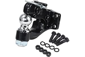 REYSUN 864183 8 Ton Bolt on Pintle Hook Hitch Ball Mount with 2 inch Trailer Ball Combination, fits for Pintle Mount with Fastner Kit