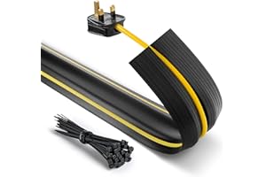 Deeba UK Floor Cable Cover Protector with Pack of Cable Ties | Heavy Duty Wire Cover & Non-Slip Base, Protect Cables & Prevent Trip Hazards | Ideal for Offices, Retail, Gyms, Factories & Garages (2M)