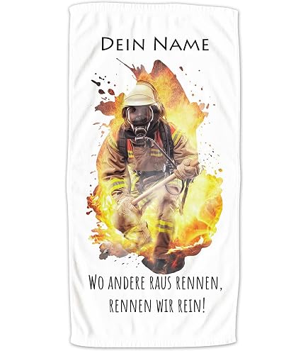 Feuerwehr Handtuch 50x100 Cm – Personalisierbar Mit Namen, 100% Baumwolle, Rot
