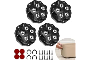 STOAT® ruote per mobili.4 ruote con 5 sfere ciascuna, portata 300 kg, con adesivo e viti. Ruote universali mobili a 360 per il trasporto di mobili, (Nero: 4 pezzi)