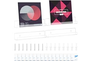FONYET 4 Stück Vinyl Schallplatten Wandhalterung 30,5 x 4,3 x 4,5 cm Schallplatten Aufbewahrung Transparent Schallplattenregal mit 8 Wandschrauben und 16 Doppelseitig klebend, Zwei Arten der Installation