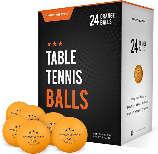 PRO-SPIN Pelotas de Ping Pong - Naranja - Pelotas 3-Estrellas 40+ para Tenis de Mesa | Pelotas ABS de Alto Rendimiento y Durabilidad para Mesa de Ping Pong Interior/Exterior, Competición - 1