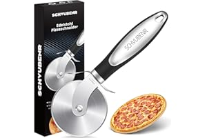 SCHVUBENR Premium Pizzaschneider - Superscharfer Pizzaroller aus Edelstahl - Leicht zu schneiden und zu reinigen - Spülmaschinenfest - Für große und kleine Pizza - Küchenutensilien - Schwarz