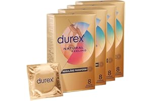 ‎DUREX Durex Natural Feeling Kondome – Latexfreie Kondome aus Real-Feel-Material & mit anatomischer Easy-On-Form – 30er Pack (1 x 30 Stück)