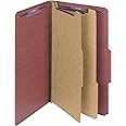 Smead Pressboard Classification File Folder with SafeSHIELD Fasteners, 2 Dividers, 2" Expansion, Legal Size, Red, 10 per Box (19075)