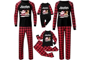 ZGIDDAZ Pyjama Noel Famille Aldulte/Enfant Ensemble Pyjama Noël Famille Manche Longue Pyjama Homme Hiver Chaud Chrismas Vêtements Doublés De Nuit Costume De Maison avec Wapiti Imprimé Xmas Pyjamas