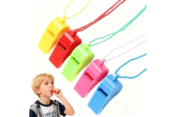 YUEMING Sifflets en Plastique Colorés, Sifflets de Sport Sifflet de l'entraîneur avec Cordons pour Les événements Sportifs, Dressage de Chiens