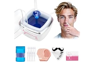 BEAUTY7 Mini Kit de Depilación Profesional para Hombres y Mujeres, para Cara, Orejas y Nariz, 100g de Cera para Vello, 10 Aplicadores 10 Moldes para Bigote, Depilación Segura, Rápida y Sin Dolor