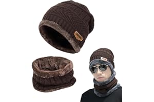 Gxlaihly - Conjunto de bufanda para hombre, para mujer, invierno, forro suave, gorro de punto cálido, unisex, bufanda de punto grueso