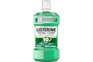LISTERINE Total Care Denti e Gengive Gusto Delicato, Collutorio 0% alcol al gusto di Menta Fresca, Collutorio al Fluoro con 10 benefici in 1 per una protezione completa e gengive più sane, 500 ml