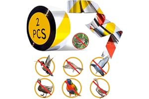 YUKOVEP Nastro Riflettente Repellente,2 Rotoli Nastro Repellente Antiuccelli 80mx4.5cm, astro deterrente a prova di uccelli,adatto per giardini,frutteti,e allontana i volatili (Giallo Argento-4.5cm)