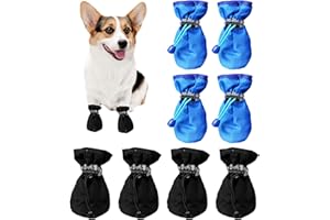 ZBHDEYG Lot de 4 paires de chaussures souples Avec cordon de serrage Antidérapantes Pour intérieur et extérieur Bottes imperméables pour animaux de compagnie