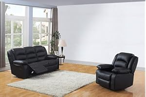 DProT Recliner Sofa Leather bonded Reclining Lazyboy Sofa Suite Sofas Chair 3 2 or 1 (1 Seat Chair + 3 Seater Sofa)