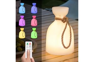 light to hope 2 Lampara de Mesa Exterior Recargable, Portatil LED Lampara Camping con Mando a Distancia, Regulable 8 Colores y Blanco Cálido, Lámpara Inalámbrica Para Jardín, Patio, Balcón