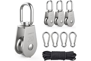 DBREAKS M20 Polea de Acero Inoxidable 304, 4Pcs poleas individuales, Bloques de Polea de única Acero Inoxidable, 25MM Bloques de Polea Grúa