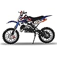 euppaury 49cc 2-Stroke Gas Power Kids Dirt Bike, Off Road Motorcycle, Mini Dirt Bike Pocket Motorbike with Front Rear Disc Brakes, Racing Max Speed 40KM/H Blue