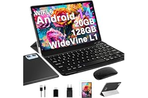 DEERTiME 2025 Tablet 10 Pollici Android 14, 20GB RAM+128GB ROM(TF 1TB), 8-Core/5G+2.4G Wi-Fi 6/Bluetooth 5.0/6000mAh/8MP+5MP/Widevine L1, GMS Tablet 2 in 1 con Tastiera e Mouse - Nero
