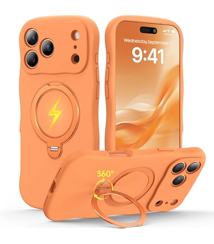 For IPhone 17 Pro Max Case For Women,[Compatible With Magsafe][360°Spin Magnetic Stand][Cute Wave Edge][Military-Grade Protection]Translucent Matte Phone Case For IPhone 17 Pro Max,Rose Orange - View #7