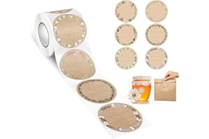 AiQInu Etiquetas Adhesivas de Papel Kraft,200PCS Personalizadas Etiquetas de Congelació, Escriturable Pegatinas Decorativas para Mermelada, Sobre, Hecha Mano, Bolsa de Regalo