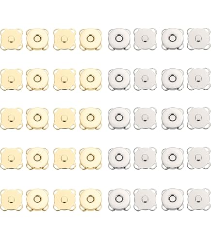 30 Bottoni Magnetici 14mm - Oro E Argento, Per Borse E Cucito, Forte Magnetismo, Facile Da Cucire