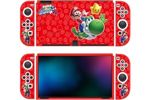 PRYSM GAMING Coque de protection en caoutchouc TPU solide et résistante pour console Switch originale OLED et Joy Cons (Mario Galaxy Yoshi, OLED Switch)