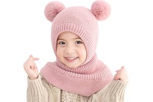 TAGVO Pasamontañas Térmicos de Invierno Niños, Cortaviento Termico Forro Polar Gorro con Calentador de Cuello, Multifuncional Balaclava Máscara de Esquí para Niños Niñas 2-5 Años