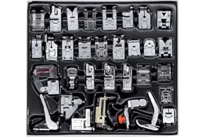 SVNR 32 Pieces Sewing Machine Presser Foot Set Multifunctional Hem Foot Replacement Parts Accessories Sewing Machine Walking Foot Kit Household for Singer,Toyota,Janome,Elna,New