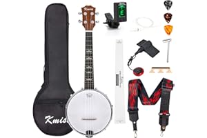 Kmise Banjolele Concert Banjo Ukulele 4 String 23 inch Banjos with Gig Bag Tuner Pickup Multifunctional Strap Strings Picks Bridge Ruler Wrench