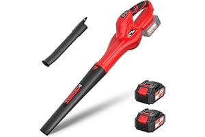 Soplador de Hojas TEENO Eléctrico, 6 Velocidades (210 km/h), 2 Baterías 4Ah y Cargador, Tubo Desmontable y Boquilla Ajustable, para Jardín, Hogar y Uso Profesional, Compatible con baterías Makita