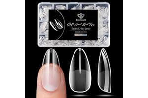 Modelones 510 szt. sztucznych paznokci, 15 rozmiarów żelowe końcówki do paznokci rekonstrukcja, żelowe końcówki do paznokci pełne pokrycie do salonu manicure, średnie migdały-matowe nasiona