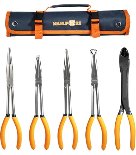 Hoteche 330mm Spitzzange Gebogen - Doppeltes Gelenk, CRV-Stahl, HRC40 Für Präzise Arbeiten
