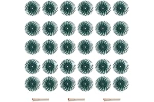 FPPO 26pcs 1 Inch Radial Bristle Disc Kit with 1/8" 3/2.35mm Shank for Dremel Rotary Tools, Detail Abrasive Wheel for Jewelry Wood Metal Polishing, Bristle Buffing Wheel (Grit 80 Aluminum Oxide)