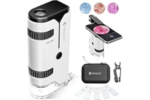 TENCCO 100x-250x Mini Pocket Microscope for Kids Adults, Protable Handheld Microscope, Miniscope Portable for Kids Adults Science Lab Education,White
