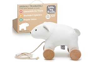 Animali da tirare Little Big Friends | Giocattoli da tirare per bambini | Giocattolo tradizionale | Facile da Pulire | Sicuro per i bambini | Natale l'orso bianco