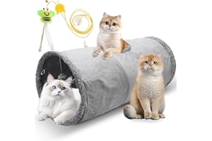 Esshogo 1-teiliges Set Katzenspieltunnel, Faltbar Katzentunnel, Katzenspielzeug, Faltbarer Erweiterbarer Rascheltunnel, Mit Hängendem Lustiger Katzenstock, Faltbarer katzentunnel, Spieltunnel