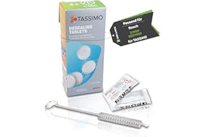 Pastillas descalcificadoras para 2 procesos de descalcificación para Bosch 311909 00311909 TCZ6004 con cepillo de limpieza DEKAROX para cafeteras TASSIMO