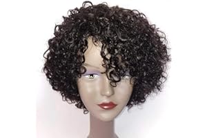 Morichy Perruque Naturelle Courte de Cheveux Humains Bouclés Brésiliens Perruque Frisés pour les femmes noires (1B)