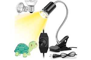 vsshe Lampe Reptiles Chauffante, Durable Lampe Chauffante Tortue avec 2 Ampoules E27 50W UVA/UVB, Pince rotative à 360°, pour Tortue, Serpent, Lézard, Cacatoès, Caméléon, Plantes succulentes etc.