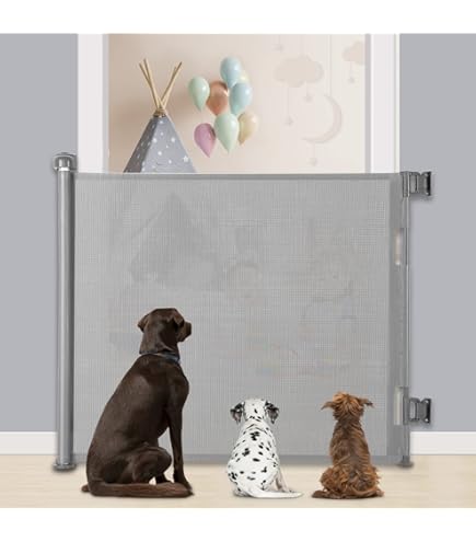 MYPIN Extra breed Intrekbare traphekje, 86 x 500 cm, Intrekbare veiligheidshek, Intrekbare babypoort, Baby Veiligheidshek Geschikt voor trappen/gangen/binnen/buiten (zwart