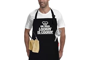 APRONPANDA Kitchen Cooking BBQ Aprons for Men with Pockets, Adjustable Chef Apron, Funny Gifts for Men, Dad, Husband, Grandad Birthday Gifts
