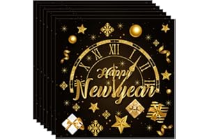 COSORO 20Pcs Happy New Year Eve Party Paper Napkins,Happy New Year Eve Table Decorations Serviette Napkin Black Gold Napkins Tissue Paper Luncheon Dinner Napkins for 2026 Newyear Eves Party Supplies