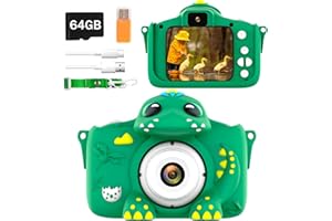 Adicop Aparat Dziecięcy Aparat Cyfrowy 1080P 2.0-calowy Ekran Aparat Fotograficzny Aparat Dziecięcy z Kartą 64 GB na 3-10 lat Dziewczęta/Chłopcy Prezent Zabawka Urodziny Boże Narodzenie