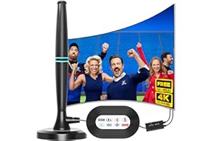WAINHEFU TV Aerial Indoor 350+ Miles Long Range, 4K Digital TV Aerial for Freeview TV, TV Antenna with Signal Booster and 5M Cable for Local Channels
